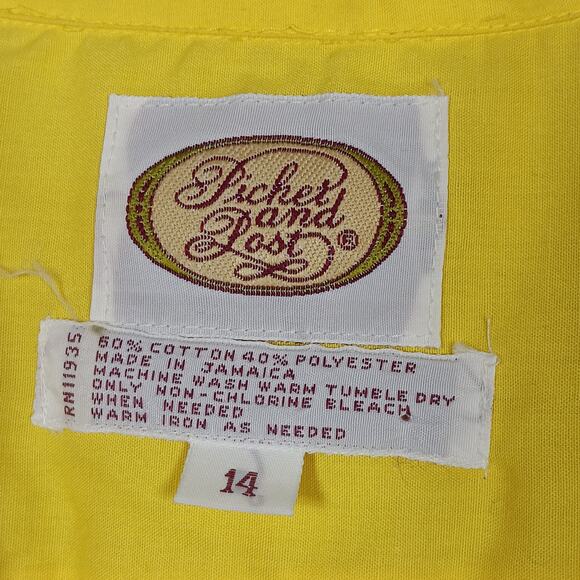 Vintage 80s Picket and Post Shirt Size 14 Yellow Short Sleeve Button Down - Picture 4 of 5
